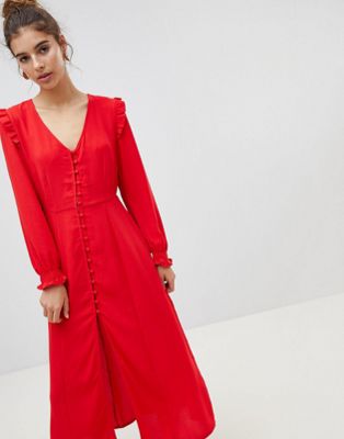 red off the shoulder fit and flare dress