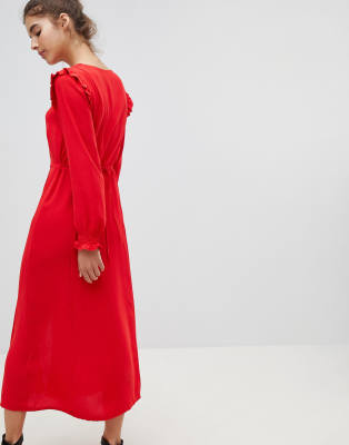 new look button front midi dress