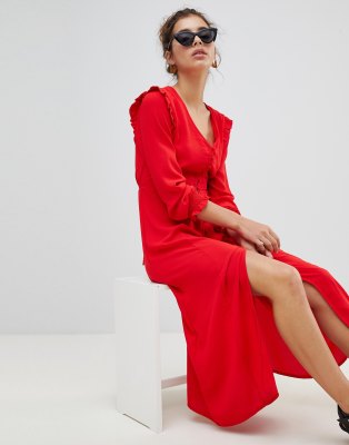 new look button front midi dress