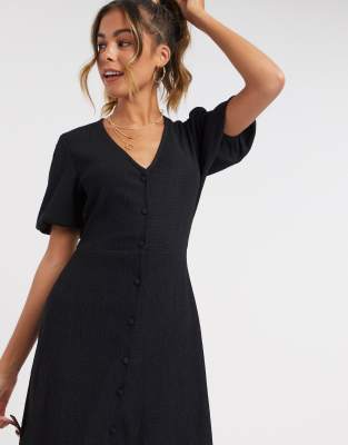 new look black button dress