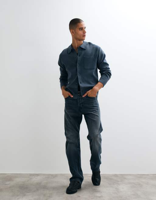 New Look button through cardigan in mid grey, 3 of 5