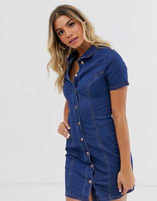 new look denim button dress