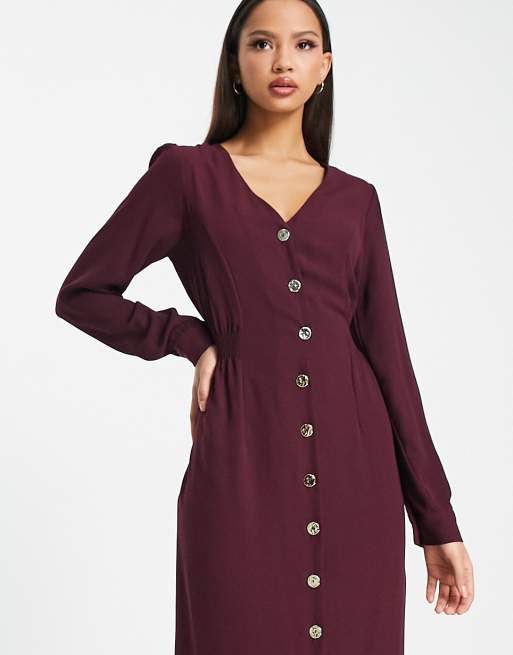 Burgundy cheap button dress