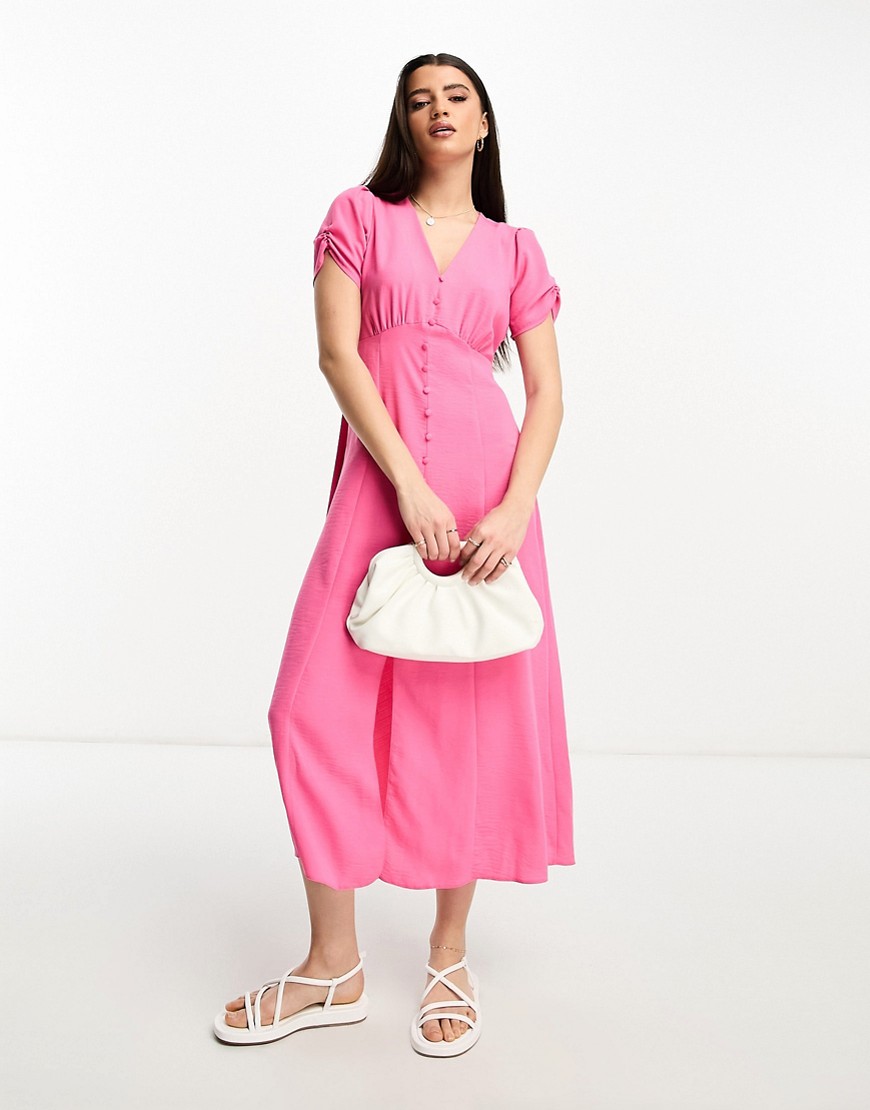 New Look button through midi tea dress in light pink