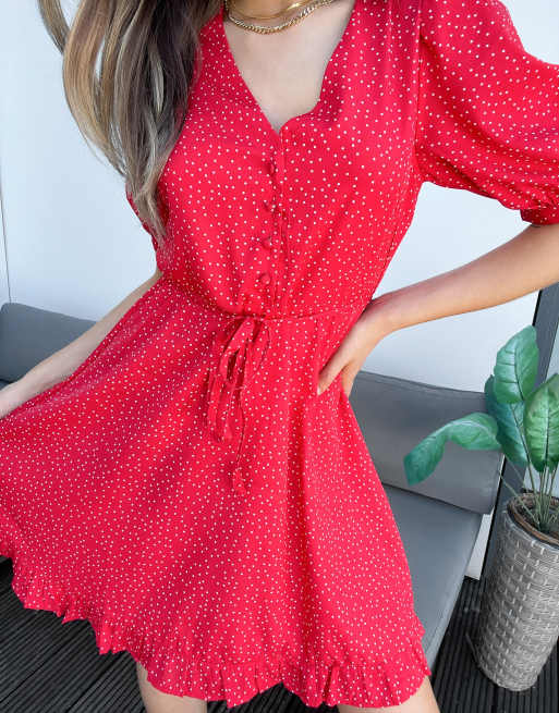 New look red 2025 polka dot dress