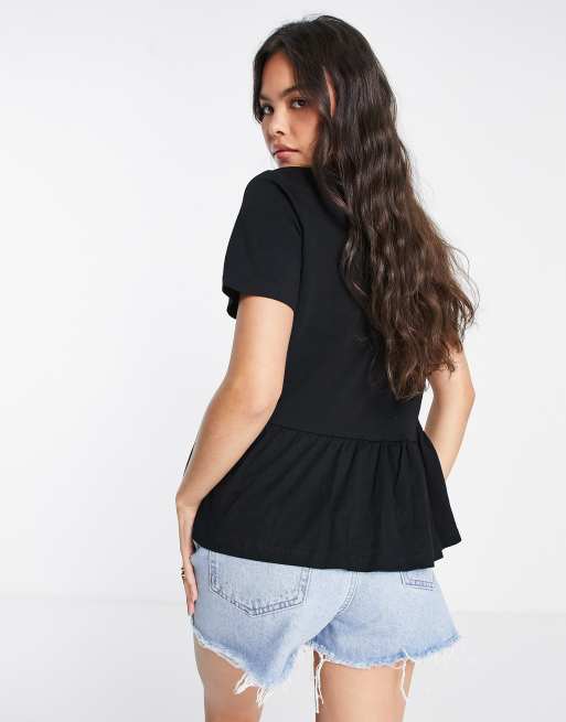 Black peplum sale tee