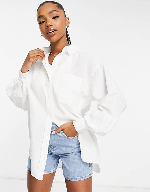 New Look button through shirt in white | ASOS