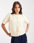 [New Look] New Look button through short sleeve cardigan in yellow 8 88 - light yellow
