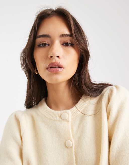 New Look button through short sleeve cardigan in yellow, 3 of 4