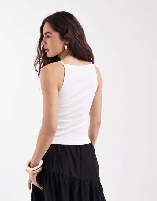 New Look button through strappy top in white, 4 of 4