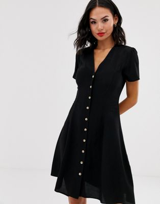 new look black button dress
