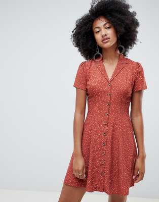 new look red tea dress