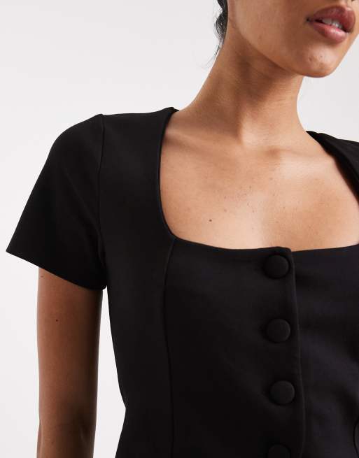 New Look button-through top in black (Part of a set), 3 of 4