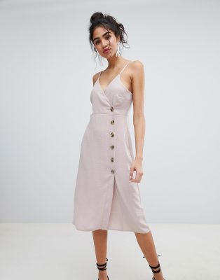 button wrap dress