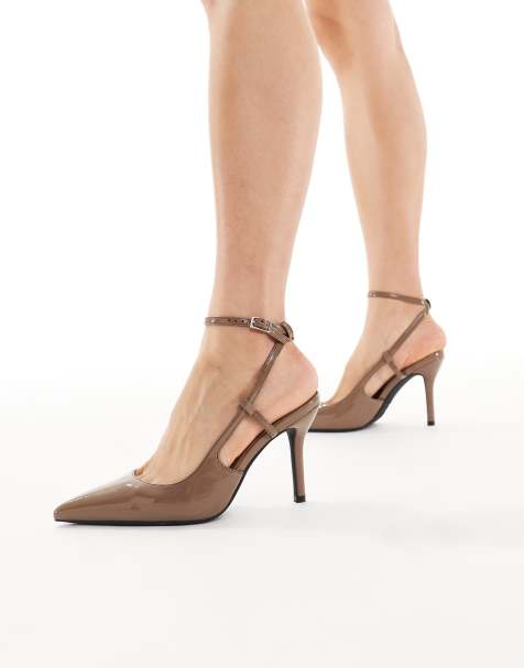 New Look – Buty na obcasie z noskami w szpic i paskiem za kostką w kolorze mink - view 1