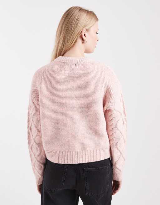 New Look cable cardigan in pink, 4 of 4