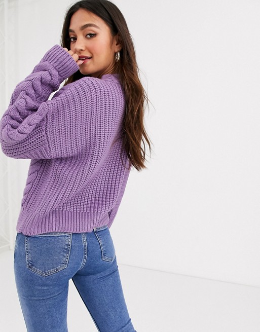 New Look cable knit cardigan in lilac