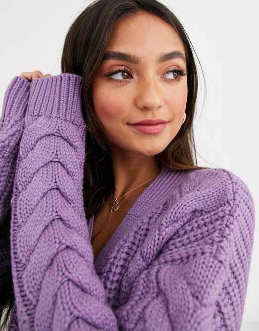 ASOS DESIGN knitted cloud cardigan in lilac - ShopStyle