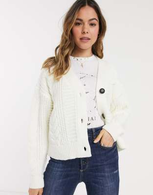 white cable knit cardigan