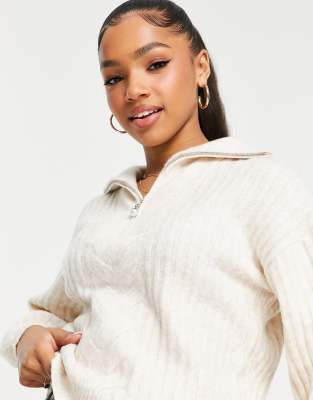 new look half zip jumper in oatmeal