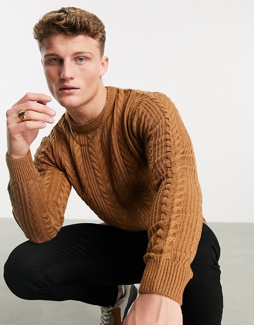New Look cable knit jumper in tan