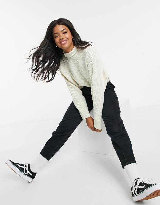 ladies white roll neck jumper