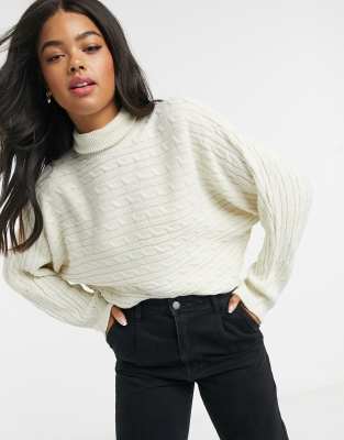 womens white roll neck jumper