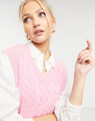 pink knitted vest