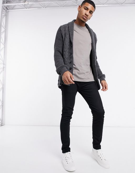 New Look relaxed fit cardigan in dark gray