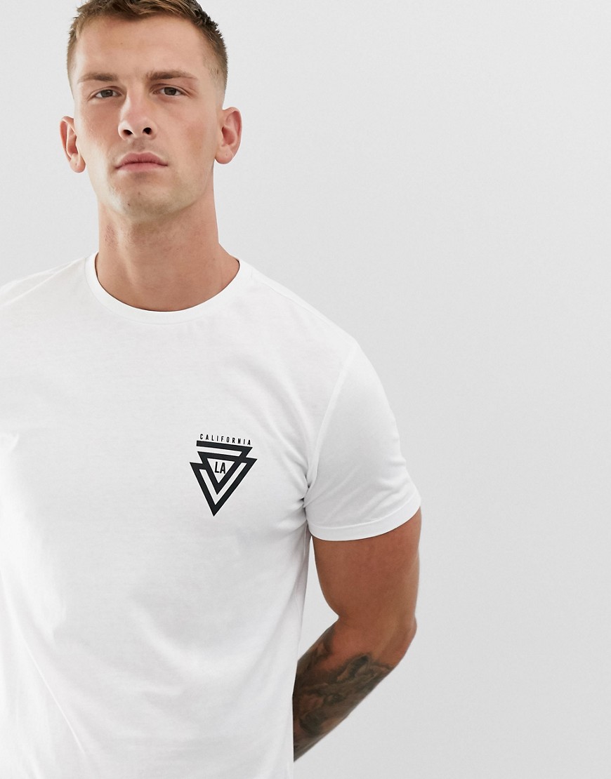 New Look - Cali - T-shirt bianca con stampa di triangolo-Bianco