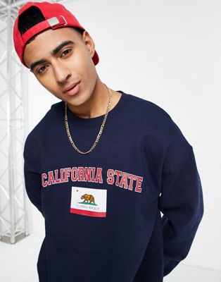 New Look California state print sweatshirt in navy