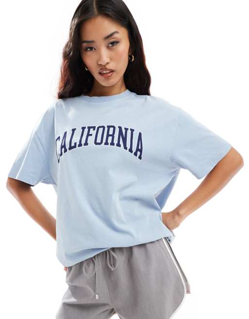 New Look - California - T-shirt blu oversize