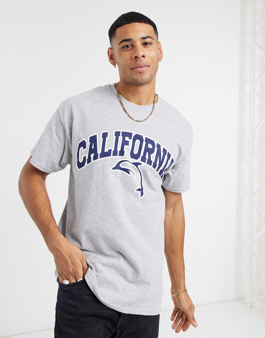 New Look Oversized T-shirt With California Print In Gray-grey