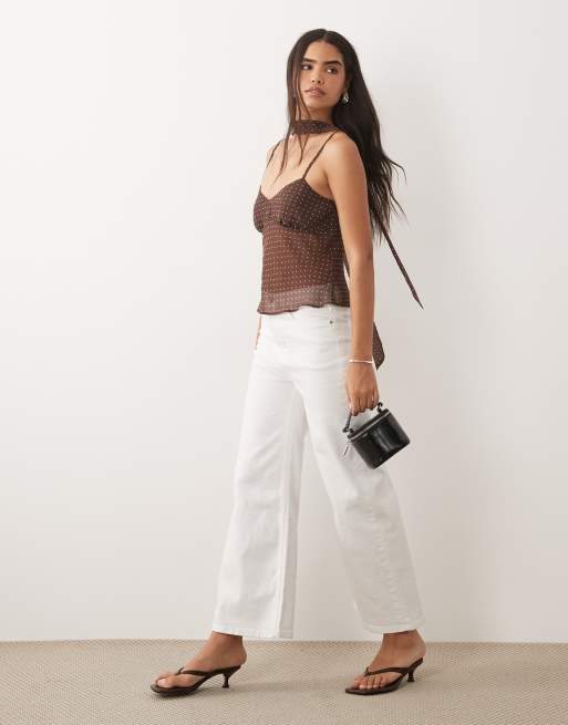 New Look - Cami met stippen en sjaal in donkerbruin, 3 van 4