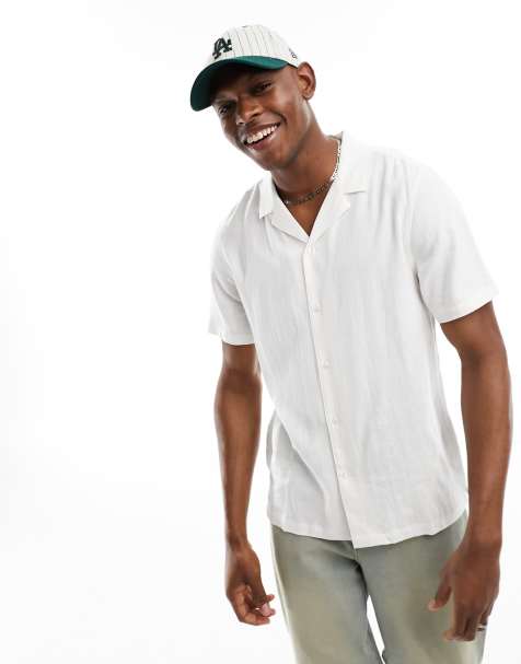 New Look - Camicia a maniche corte bianca in misto lino - view 1
