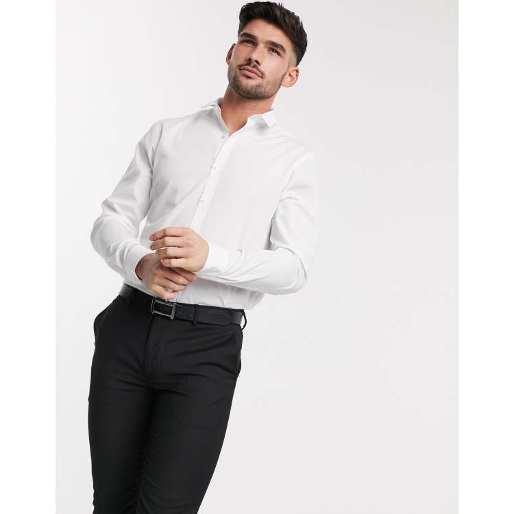 Camicia a maniche lunghe in popeline bianca Asos Uomo Abbigliamento Camicie Camicie a maniche lunghe 