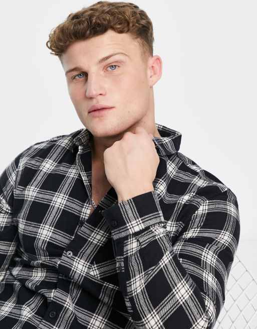 New Look - Camicia a maniche lunghe nera a quadri, 3 di 4