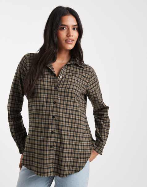 New Look - Camicia a maniche lunghe verde con motivo a quadri - view 1