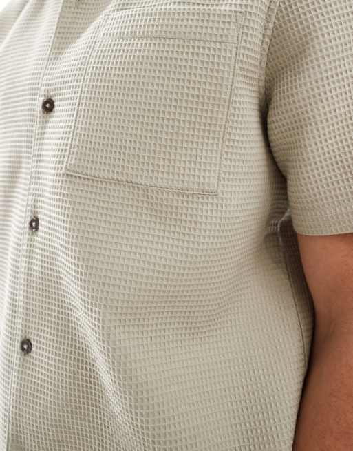 New Look - Camicia a nido d'ape color pietra in coordinato, 3 di 4