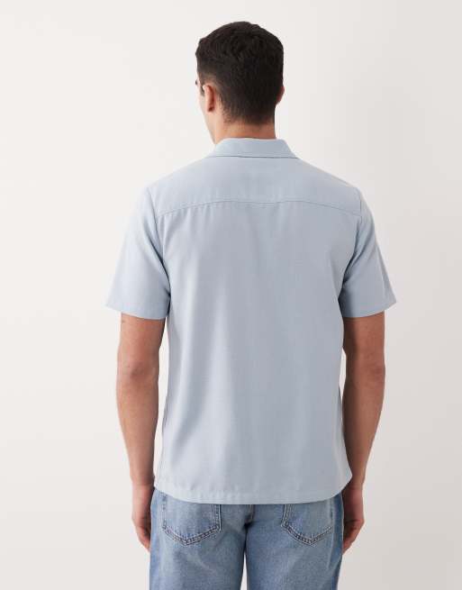 New Look - Camicia azzurra effetto lino con rever , 5 di 5