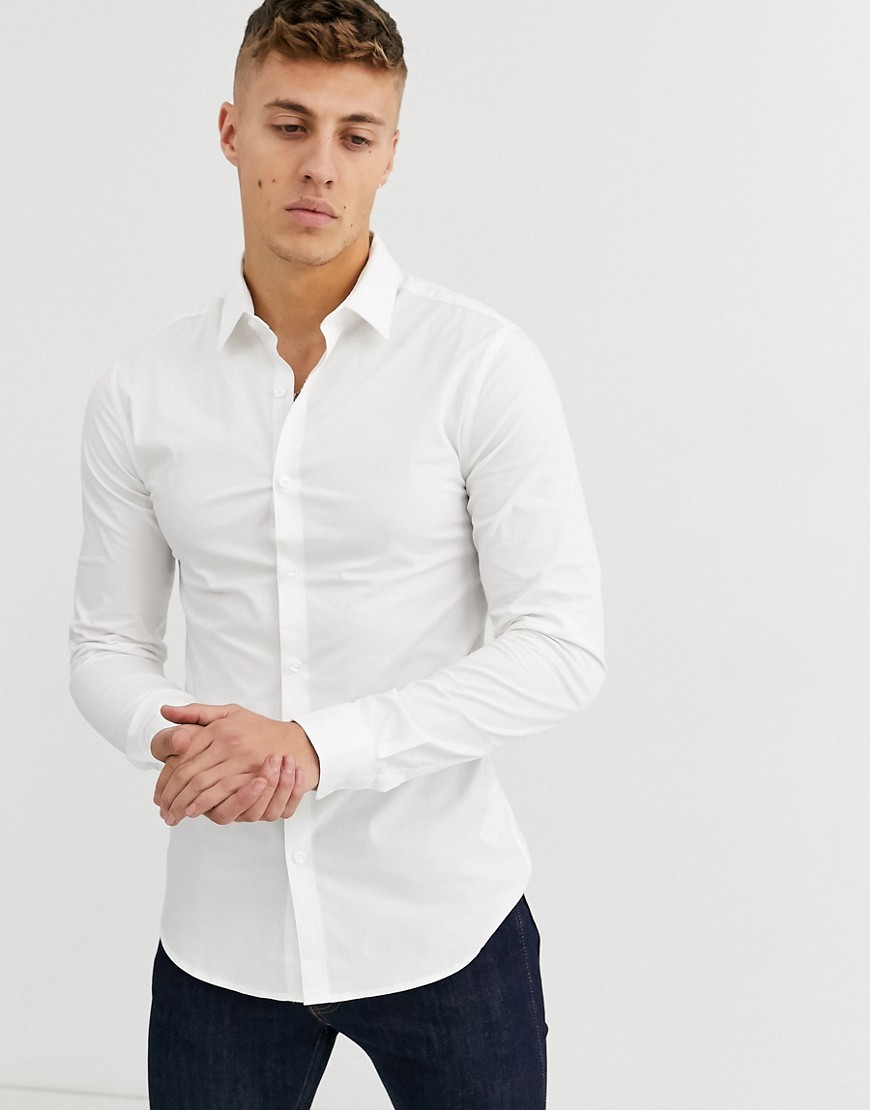 New Look - Camicia bianca attillata-Bianco