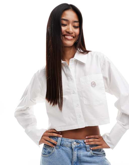 New Look Camicia bianca in popeline taglio corto ASOS