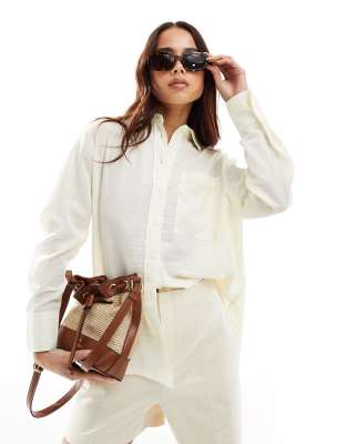New Look - Camicia bianco sporco effetto lino