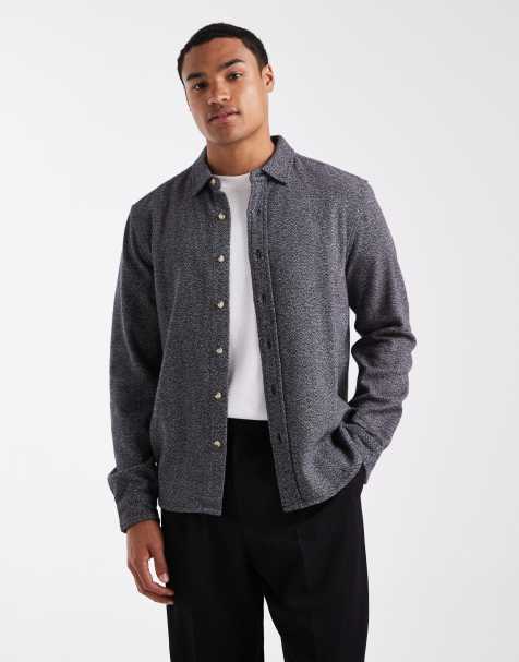 New Look - Camicia blu navy a spina di pesce - view 1