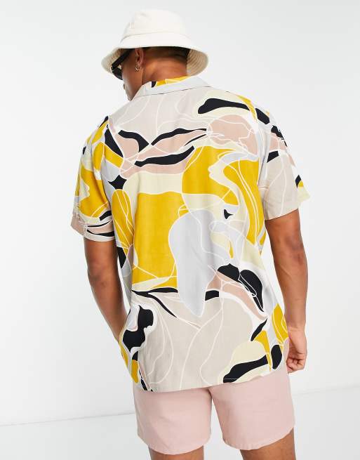 New Look - Camicia con stampa astratta e colletto con rever a maniche corte, 2 di 4