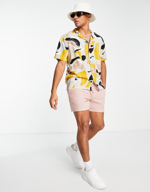 New Look - Camicia con stampa astratta e colletto con rever a maniche corte, 3 di 4