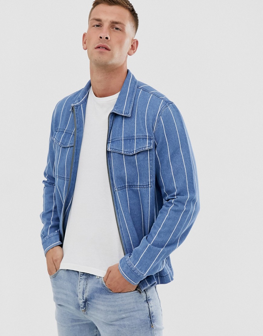 New Look - Camicia di jeans blu a righe