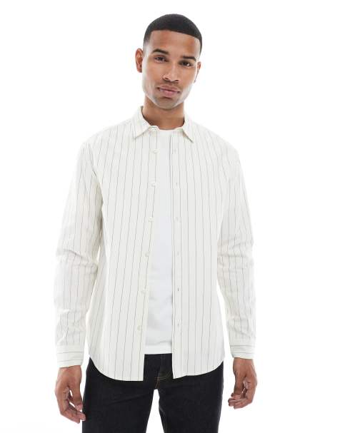 New Look - Camicia giacca bianco sporco gessato - view 1