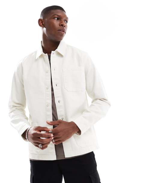 New Look - Camicia giacca bianco sporco in twill - view 1