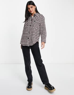 Camicia giacca con motivo pied de poule rosso - New Look Camicia donna  - immagine3